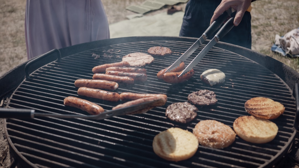 Grilling tools used to turn food on an outdoor barbecue