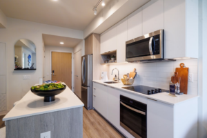 Modern apartment kitchen for indoor electric grilling