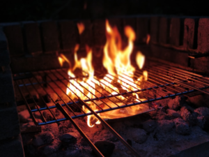 Outdoor grill cooling after cooking before cleaning and storage