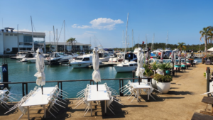 Boats at a marina for portable grilling and outdoor cooking